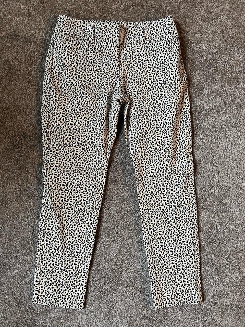 LOFT Ankle Pants in Cream and Black Leopard Print